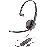 Poly Blackwire 3210 Wired Headset, Noise-Canceling Mic, Single-Ear Design, Connect to PC/Mac via USB-C or USB-A, Works with Teams & Zoom, Amazon Exclusive (9P7X7AA)