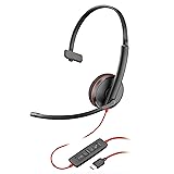 Poly Blackwire 3210 Wired Headset, Noise-Canceling
