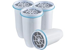 Zeroliquid ZR-001 Replacement Water Filters for Pitchers and Dispensers, Most Advanced 6-Stage 0 TDS System (4 Pack)