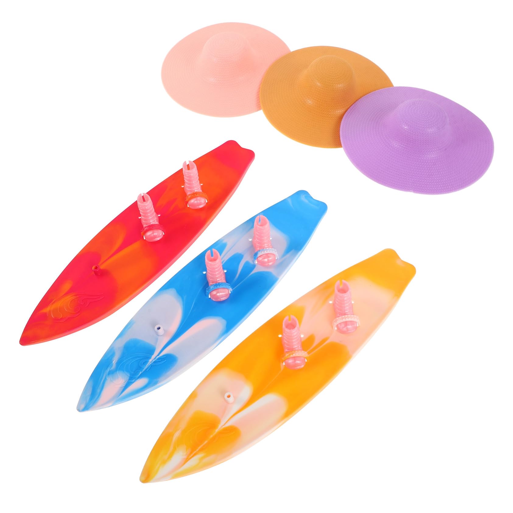 minkissy 9pcs Miniature Surfboard Mini Surfboard with Hats and Boots Doll house Accessories Surferboard Cupcake Toppers for Summer Hawaii Beach Themed Decorations