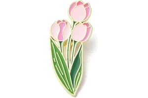 Airssory 10 pcs Pink Tulip Enamel Brooches Elegant Flower Lapel Badge Pins for DIY Clothes Shawl Dress Backpack Hats Jackets 