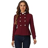 Allegra K Vintage Peplum Steampunk Jacket for Women's Lapel Collar Double Breasted Casual Office Blazer