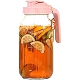 Mihlapi Glass Pitcher with Lid, 64 OZ Mason Jar Pitcher Double Leak Proof, 2 Quart Breast Milk Storage Containers for Fridge, Wide Mouth Glass Jar for Sun Tea, Juice, Cold Brew Coffee