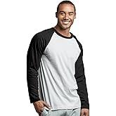 TOP PRO Men's Full Length Sleeve Raglan Cotton Baseball Tee Shirt