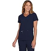 KOI Basics Women's Becca V-Neck Scrub Top, 4 Pockets, ID Bungee Loop, Moisture-Wicking Performance