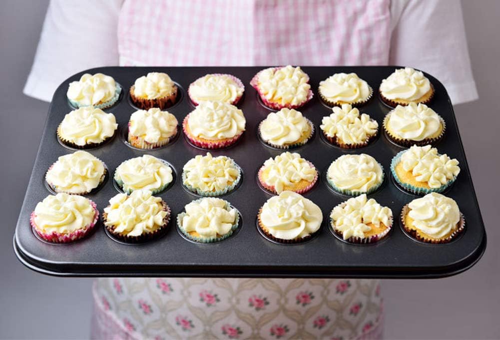 Desirepath Cupcake Pans 24 Regular Size Premium Carbon Steel Non-Stick Mini Muffin Pan Dishwasher Microwave Safe