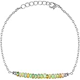 NJCRAFT Gemstone Chips/Beads Bar Bracelet for Women | Natural Healing Crystal Jewelry | Adjustable Chain 7+1 Inch | Gem Size 2-4 mm | Handmade Elegant Bracelet