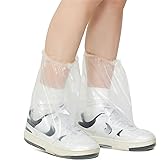 VRSHMB Disposable Kids Shoe Covers for Rain, 10 Pairs of Clear Non-Slip Plastic Rain Shoe Covers for Use in Water Parks, Disney & Rainy Days(clear, kids)