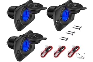 DaierTek 12V Car Cigarette Lighter Socket Female 12 Volt Power Outlet Replacement with Blue LED Waterproof for Boat Marine Sc