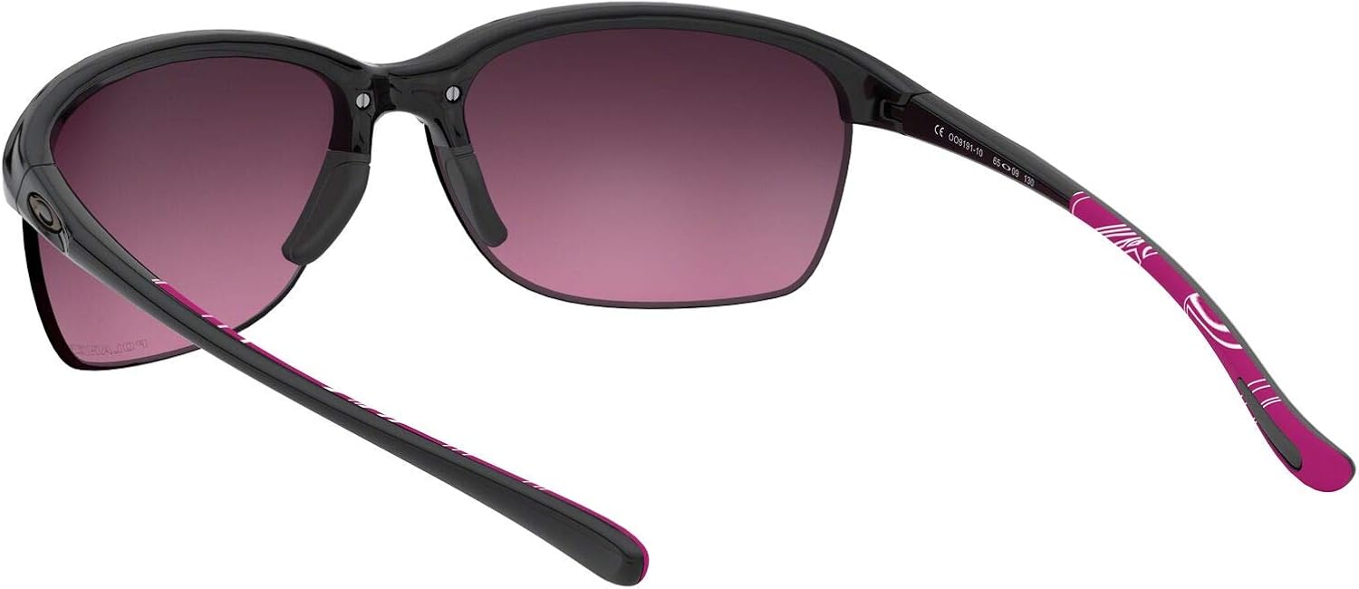 Oakley Women's OO9191 Unstoppable Rectangular Sunglasses, Polished Black/Rose Gradient Polarized, 65 mm: Shoes