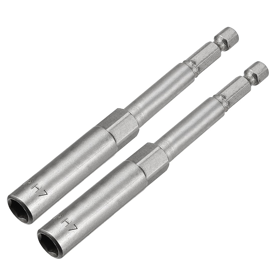 Sourcingmap 2 Pcs 1/4" Quick-Change Hex Shank 7mm Nut Setter Driver Drill Bit, 100mm Length, Metric No-Magnetic