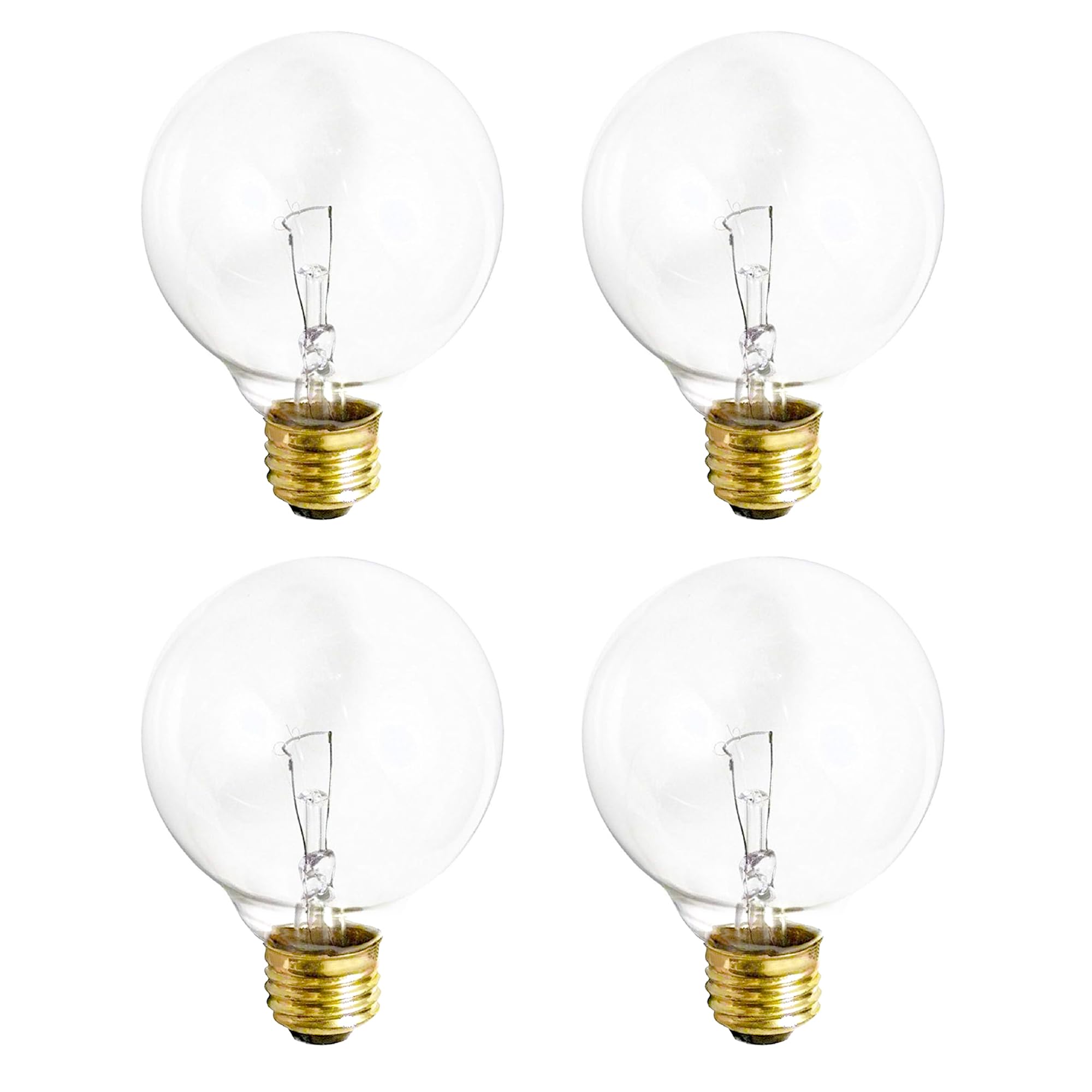 Photo 1 of (4 Pack) G25 Globe Light Bulbs – 25W Incandescent, 2700K Soft White, E26 Base, Dimmable – Crystal Clear Vanity Bulbs for Bathroom, Mirror, Pendant Fixtures