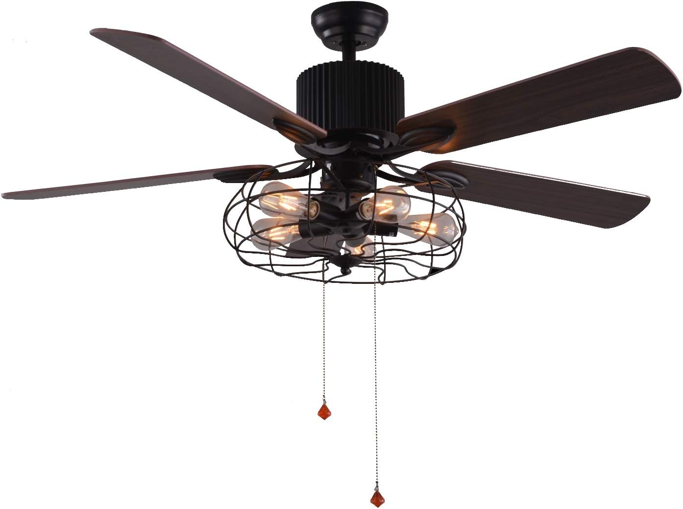 Belladepot 52 Vintage Industrial Ceiling Fan Black Cage Ceiling