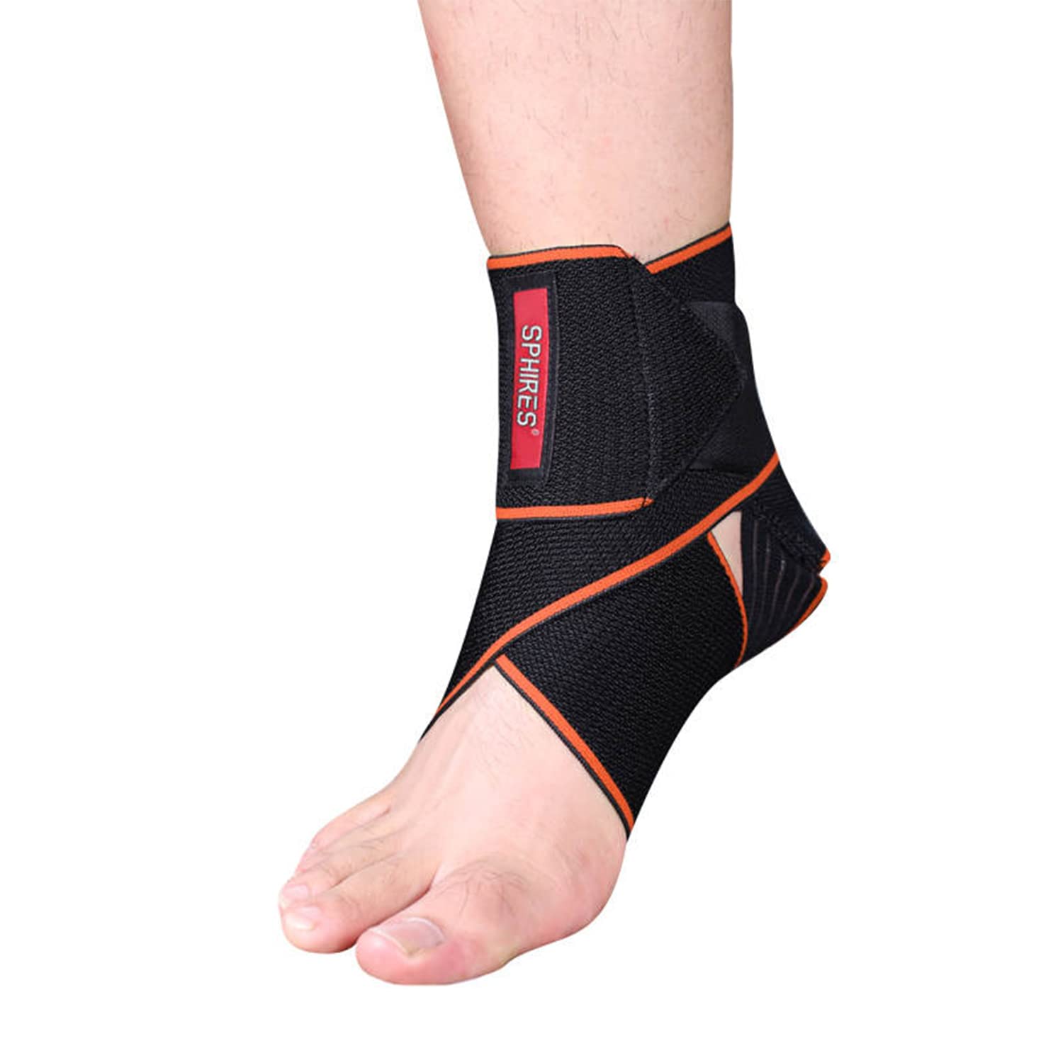 sphires Ankle Support Adjustable Ankle Brace For Men, Women, Kids Elastic Fit Breathable Ankle Support For Ligament Damage, Achilles Tendonitis Support, Planter Facetious Support (1-pc Orange)
