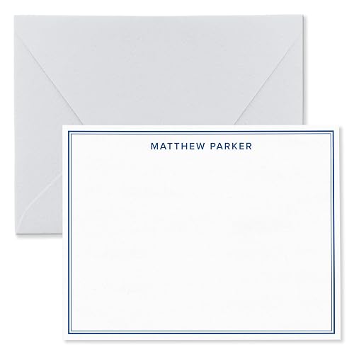 Personalized Note Cards Stationery for Men with Name and Border ...