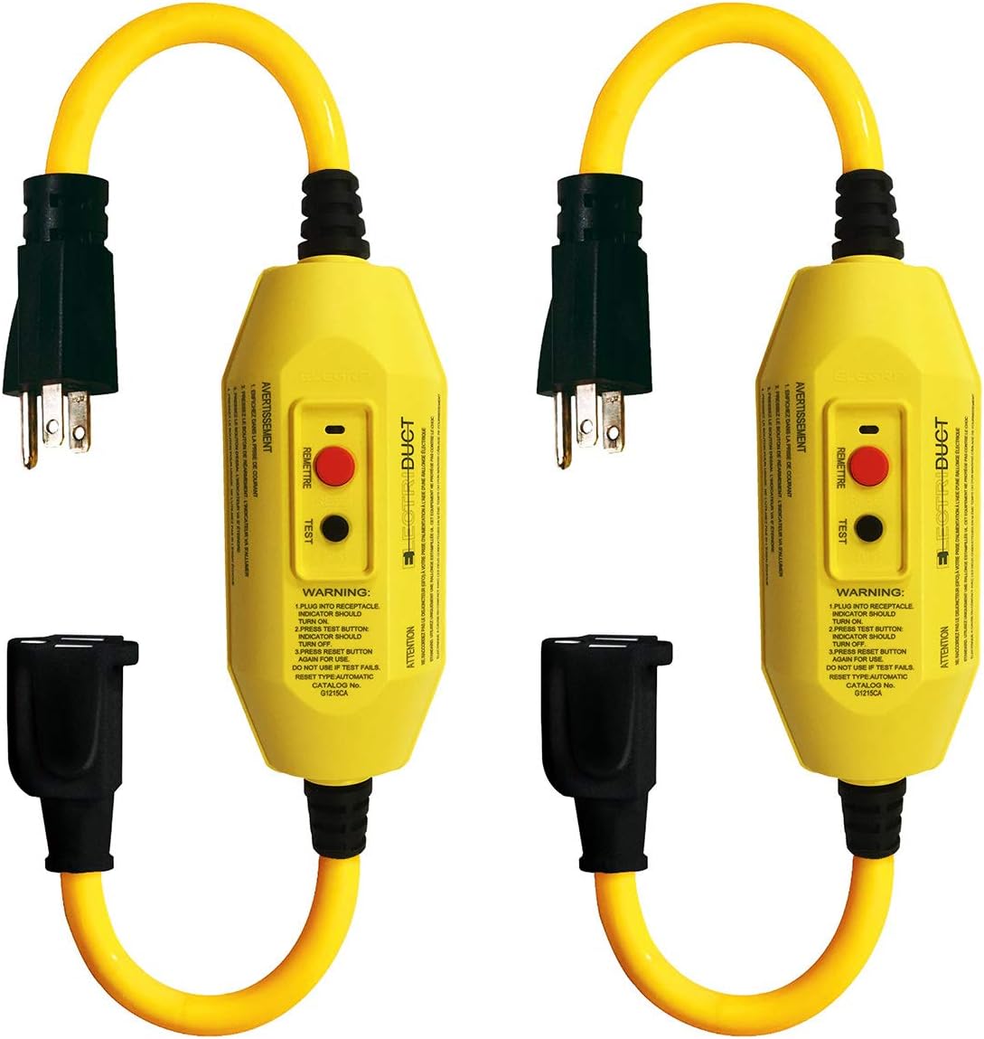 GFCI Power Extension Cords, 2 unidades, Inline 1 Outlet