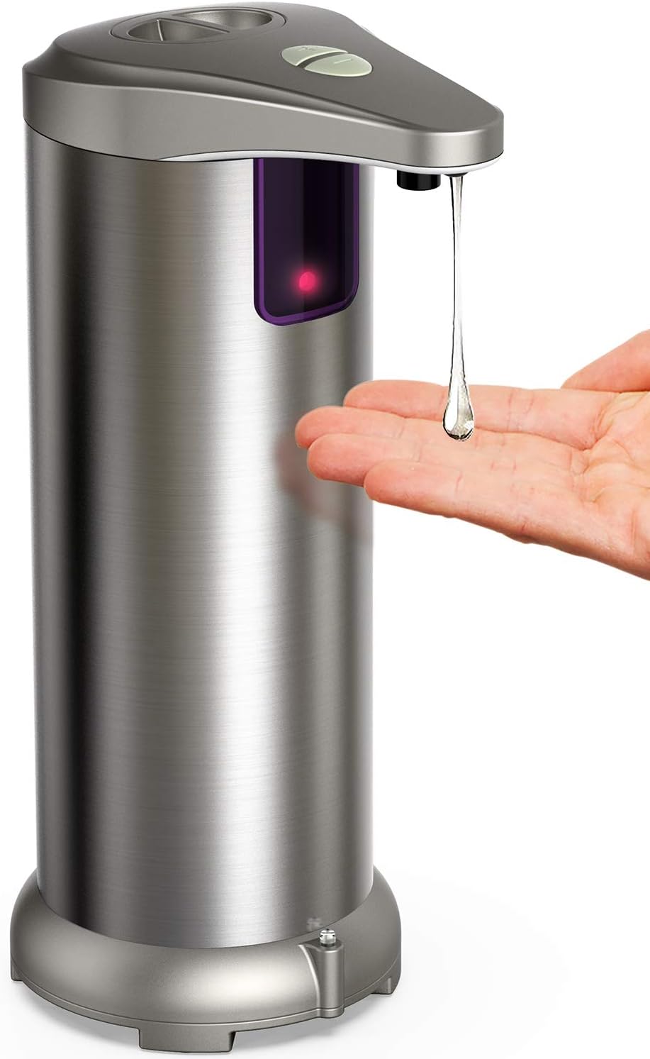 Nozama Automatic Soap Dispenser Equipped Stainless Steel, Infrared Motion Sensor, Waterproof Base, Adjustable Switches, Suitable Bathroom Kitchen Hotel Restaurant