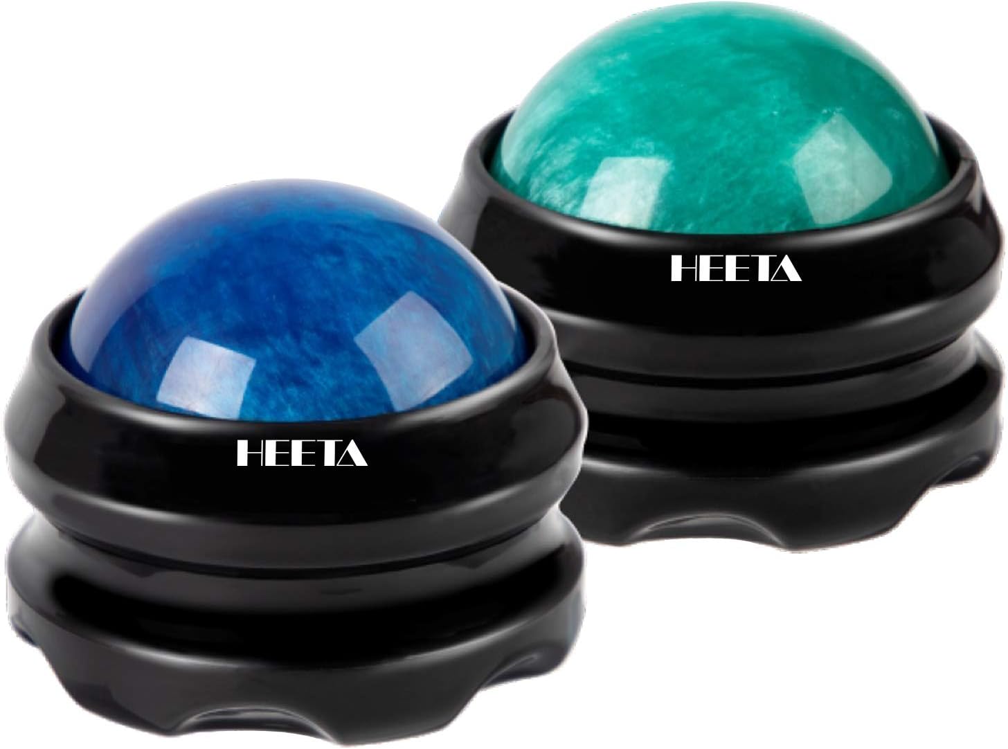 HEETA Massage Ball Manual Roller Massager 2-Pack Self Massage Therapy Tool for Sore Muscles, Shoulders, Neck, Back, Foot, Body, Deep Tissue, Stiffness, Joint Pain Relief (Blue&Green): Health & Personal Care