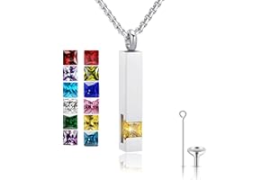 YOUFENG Urn Necklaces for Ashes Birthstone Cube Urns for Human Ashes Memorial Cremation Urn Locket Keepsake Ashes Jewelry