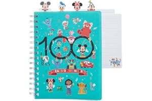 INNOVATIVE DESIGNS Disney 100 Anniversary Tab Journal Notebook, Spiral Bound, 96 Lined Pages, 8 x 7 inches, Turquoise