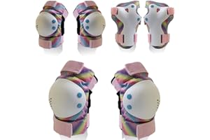 Vernijtrdy Kids/Adult Knee Pads Elbow Pads Wrist Pads Protective Gear Set for Skates, Bicycles, BMX Bikes,Skateboards(M)