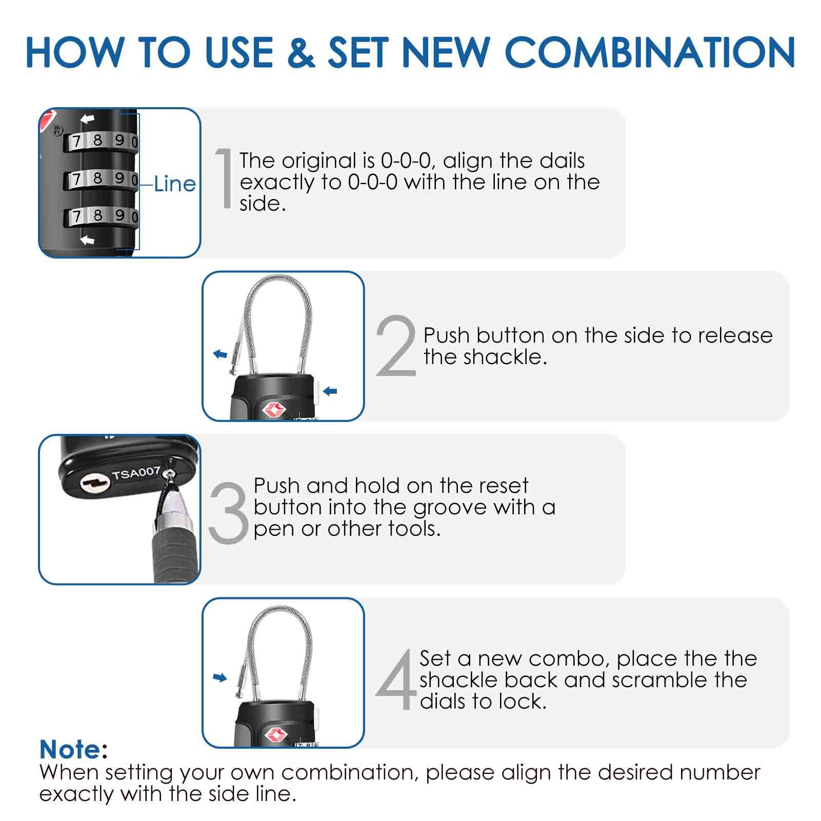 SISAV Safety Lock 4 Digit Cable Combination Locks 13.8 Inches For