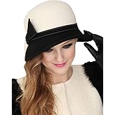 HIMESPORT Wide Brim Wool Felt Hats Bow Bowler Fedora Hat for Women Ladies Femme Wedding Church Derby Cocktail Pillbox Hats