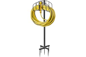 MIUVIBENI Garden Hose Holder with 5 Spikes, Upgraded Water Hose Holders for Outside Freestanding, Heavy Duty Hose Holder for Watering 150 Feet Hose, Hose Stand for Outside Yard Lawn