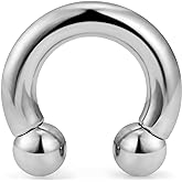 Yaalozei 10G Spetum Rings Ear Gauges Earring Plug Tunnel Streching Kit Surgical Stainless Steel Horseshoe Large Wide Big Septum Nose Prince Albert PA Hoop Earring Ring Piercing Jewelry Women Men 12mm
