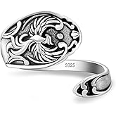 Salloog Phoenix Spoon Rings for Women - 925 Sterling Silver Phoenix Rings Vintage Thumb Bird Open Ring Adjustable Rise from Ashes Gifts