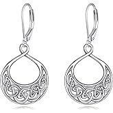 Celtic Earrings Gifts for Women Sterling Silver Irish Celtic Knot Teardrop Dangle Earrings