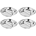 Ahimsa Stainless Steel Plates for Kids - Divided Plates for Toddlers, Pediatrician Designed, Non Toxic Toddler Plate, Camping Plate, BPA Free & Dishwasher Safe (Set of 4)