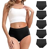 FEIDINI Women's Cotton Underwear High Waisted Briefs Stretch Full Coverage Panties