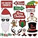 Glitter Christmas Photo Booth Props Kit - 25 Count Large Photography Party Decorations Gifts, Fun Santa Elfie Selfie Posing Signs DIY Craft Backdrop Accessories for Birthday New Year Holiday