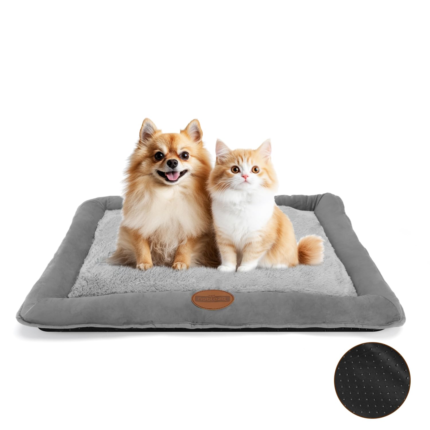 Nobleza Dog Bed Mat Small Dogs Bed Washable Dogs Crate Mattress Pet Beds for Crate Dog Cushion Beds Grey Cosy Comfort Pet Pad Pets Mat for Puppy Cat Kitten, 58x45cm, 22.8x17.7in