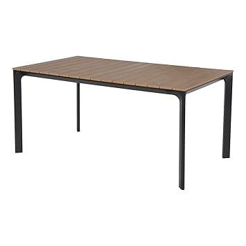 Multistore 2002 Gartentisch Arezzo 160x90cm Aluminiumrahmen Anthrazit, Polywoodtischplatte Teakoptik