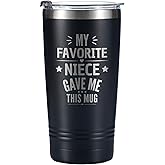 Onebttl Uncle Gifts from Niece Nephew, Tumbler Travel Coffee Mug, for Father's Day, Christmas, Birthday, Stainless Steel Insulated 20oz/590ml - Favorite Niece Gave Me