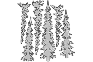 KASHOER 6pcs Narrow Pine Trees Metal Die Cuts,Merry Christmas Tree Cedar Cutting Dies Cut Stencils DIY Scrapbooking Decorative Embossing Paper Scrapbooking Card Making (Tree F)