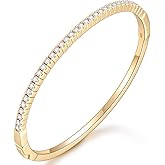 KSTYLE 14K Gold Moissanite Bangle Bracelets for Women, D Color VVS1 Clarity 3EX Cut | S925 Sterling Silver Base | Non Tarnish