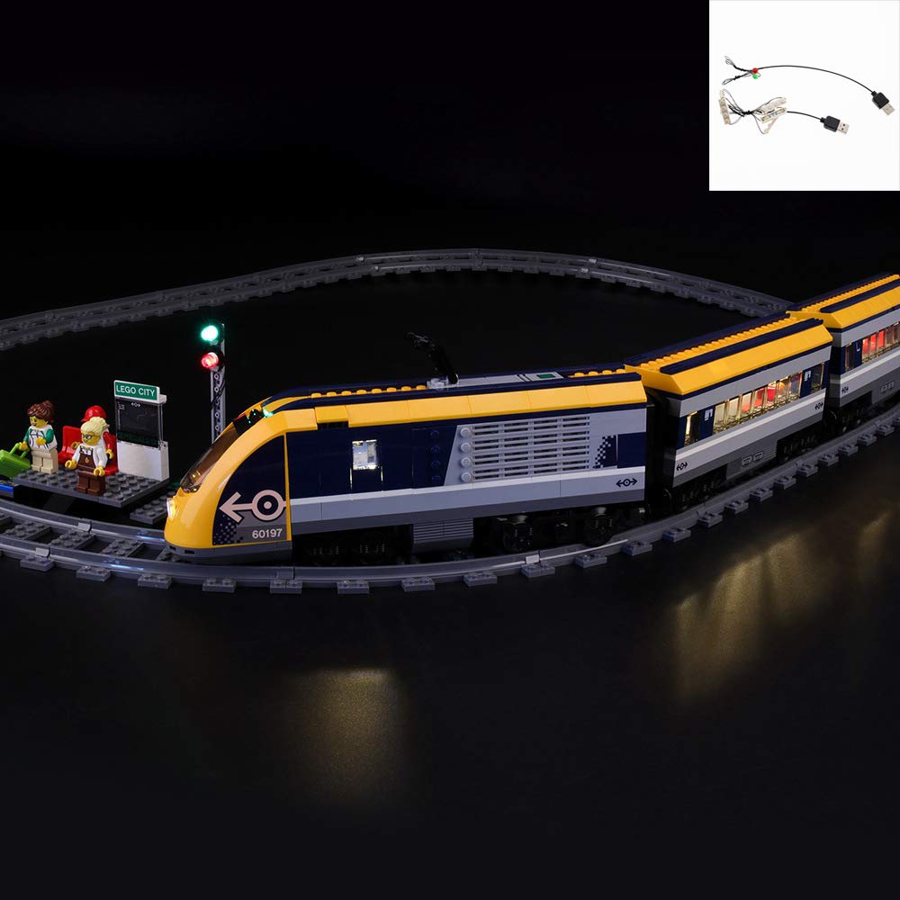 QJXF USB Light Set Compatible with Lego City Passenger Train 60197, LED Light Kit for (Passenger Tra