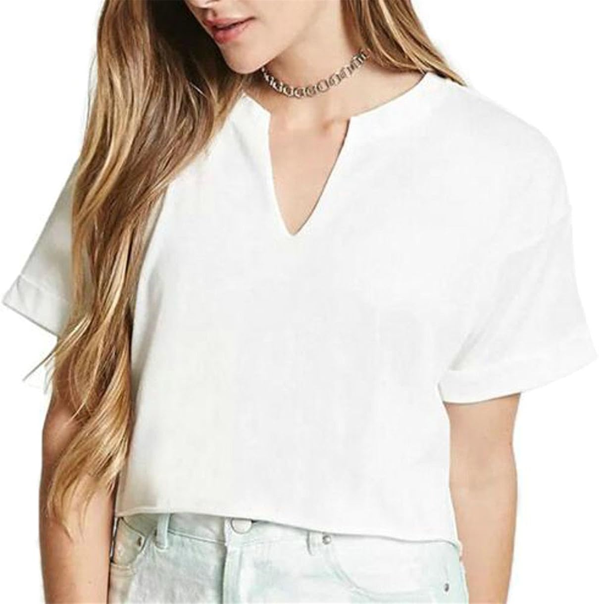 white baggy crop top