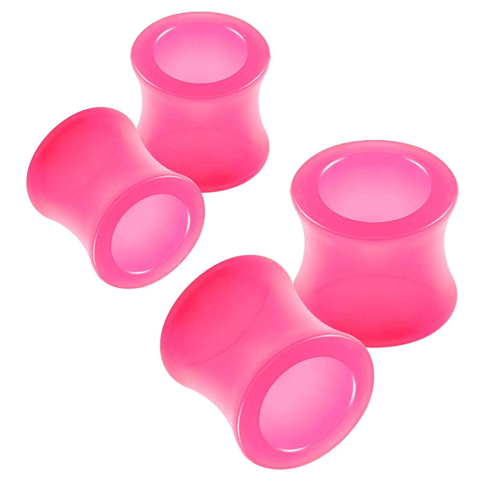 4PCS Acrylic Pink 00g 10mm 1/2 inch 12mm Double Flared Stretcher Ear Tunnel Gauge Plug Earring Lobe Piercing Jewellery 4485