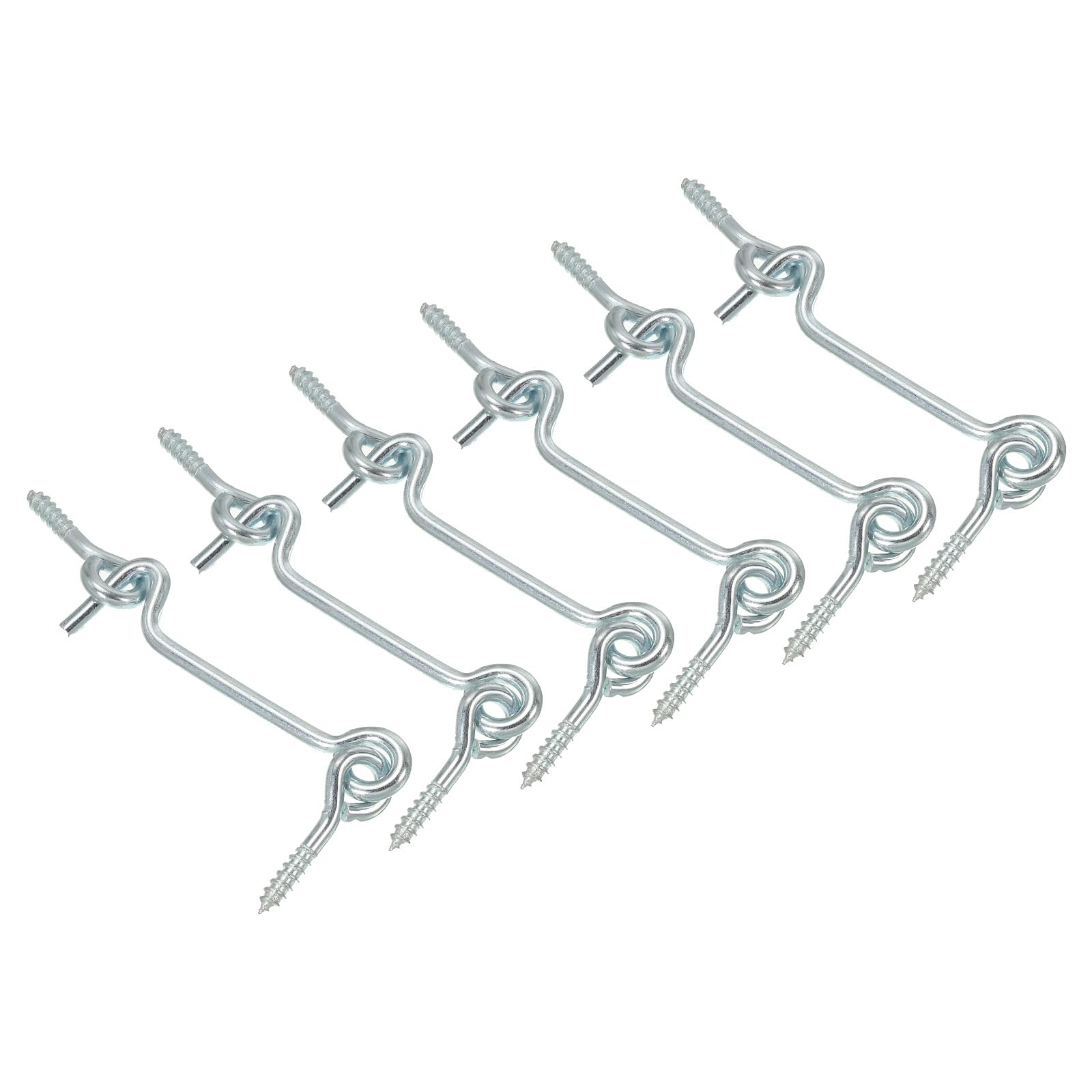 PATIKIL 2.5 Inch Barn Door Latch, 6 Pack Carbon Steel Window Sliding Door Cabin Hook Eye Latch Lock with Mounting Screws for Gate Barn Door, Silver Tone