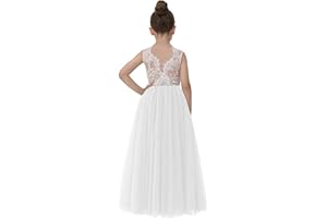 2Bunnies Girls Rose Lace Back A-Line Tutu Tulle Party Flower Girl Dress