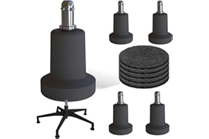 SUEMISI Bell Glides Replacement Office Chair or Stool Swivel Caster Wheels to Fixed Stationary Castors (Bell Glides Long)