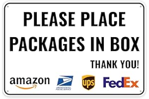 VENICOR 1PC Delivery Sign For Packages - Please Place Packages In Box, 12 x 8 Inches - Aluminum - Delivery Instructions for My Packages Orders from Amazon, UPS, FedEx, USPS