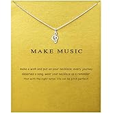 Caiyao Classic Music Note Pendant Necklace Simple Lovely Clavicle Necklace for Women Music Lover Musican Gifts with Meaning Card