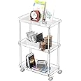Aquiver Acrylic Slim Storage Cart - 3 Tier Utility Rolling Cart - for Kitchen, Bathroom, Living Room, Laundry, Narrow Places - 15.6'' L x 8.7'' W x 23.6'' H