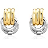 NIXMAX Chunky Small Knot Earrings Gold Silver Geometric Earrings for Women Dainty Gold and Silver Plated Dangle Drop Earrings Hypoallergenic and Lightweight Fashion Trendy Jewelry Gifts