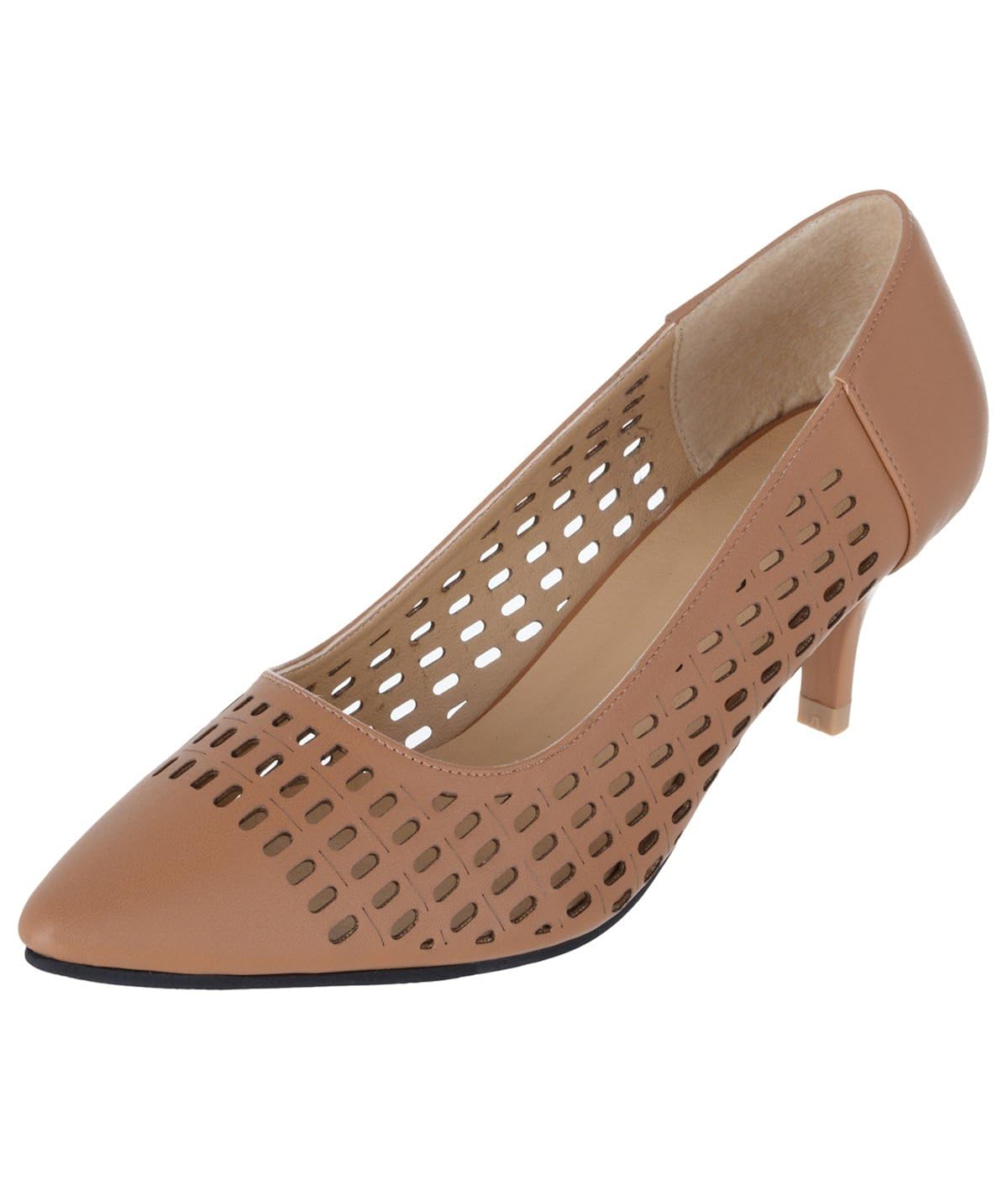 sherrif shoes tan low heeled pumps
